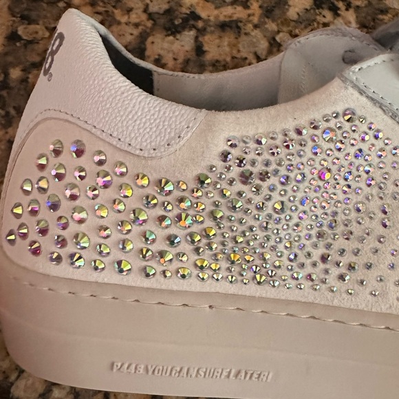 P448 Thea Platform Sneaker White w/ Iridescent Crystals - Picture 8 of 10